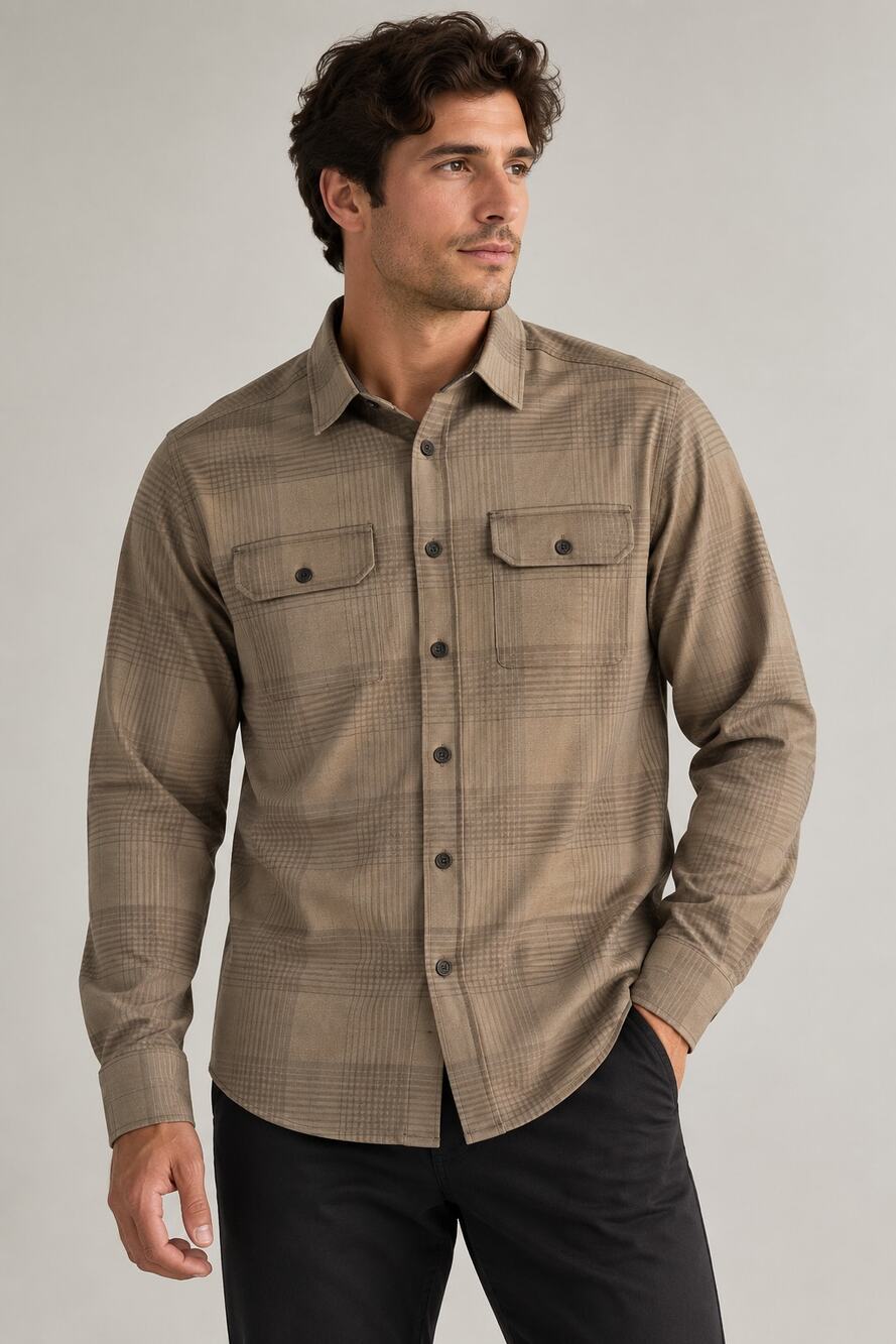 BYLT Premium Basics Executive Drop-Cut Plaid Shirt Oat Men's 2XL